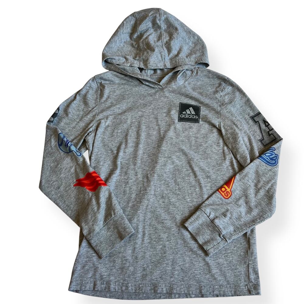 Adidas Long Sleeve Cotton Logo Hooded T-Shirt M 10-12